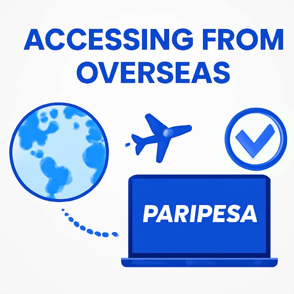 Diagram illustrating steps for accessing services internationally.