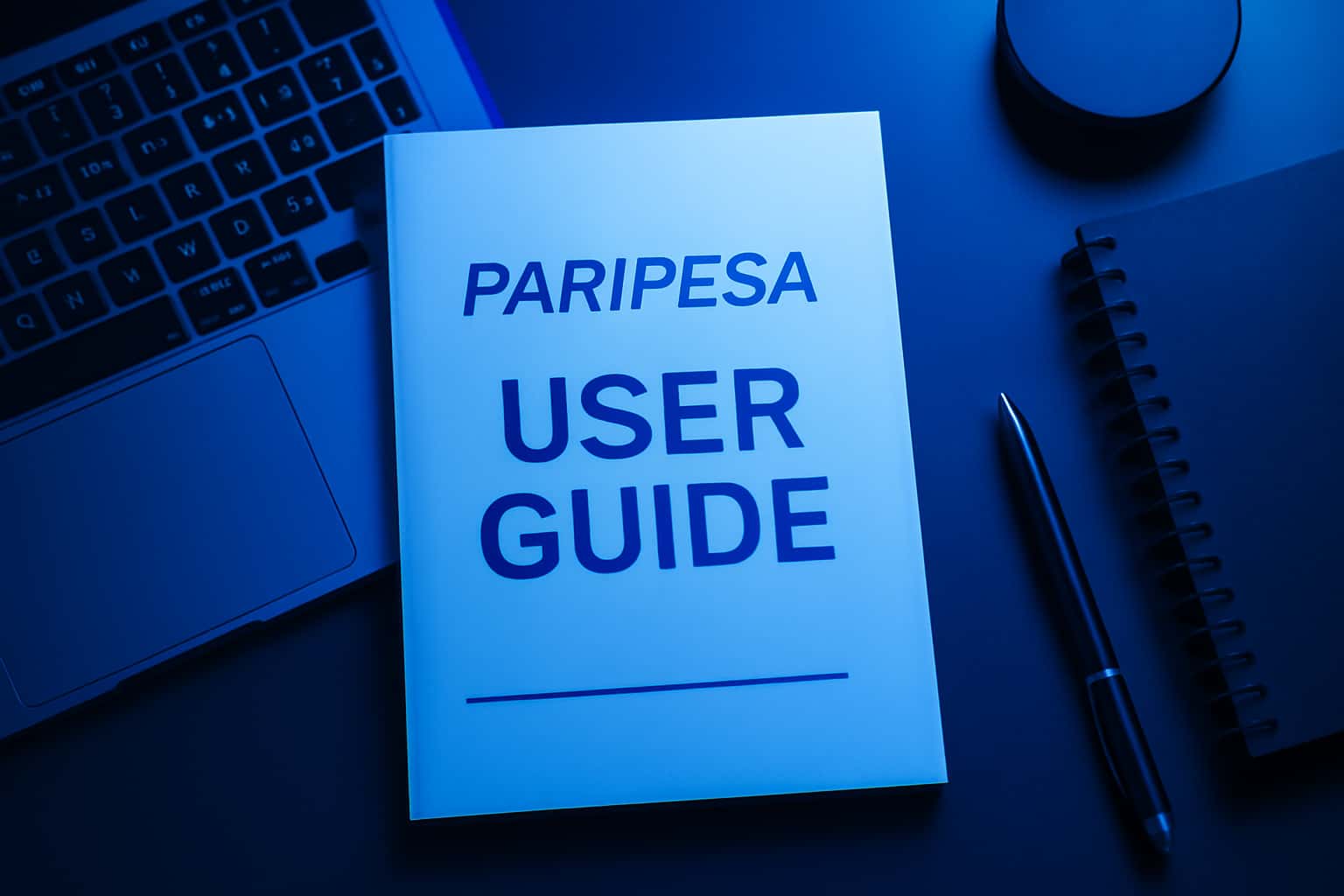 An informational scene illustrating the Paripesa User Guide with clean design.