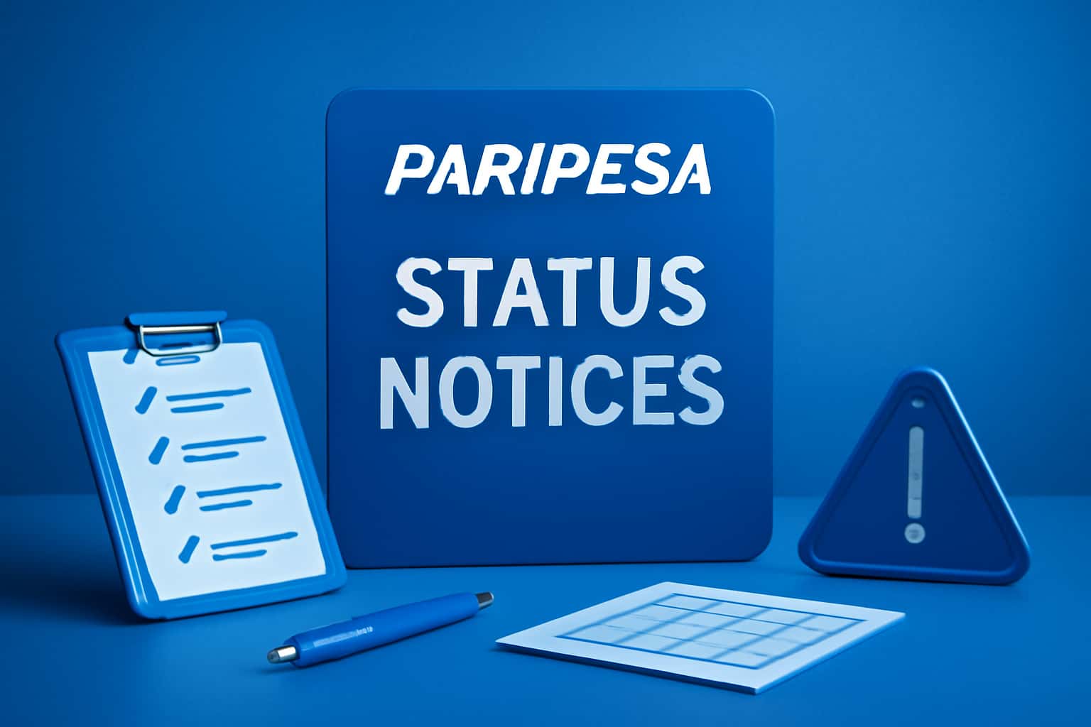 An informational scene depicting the Paripesa Status Notices with a modern design.
